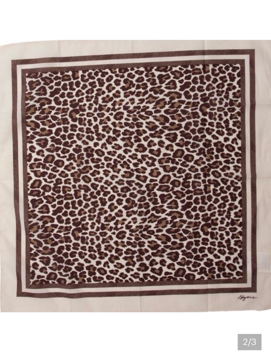 Sezane Accessories - Sezane Leopard Print Foulard Scarf in Brown and Cream